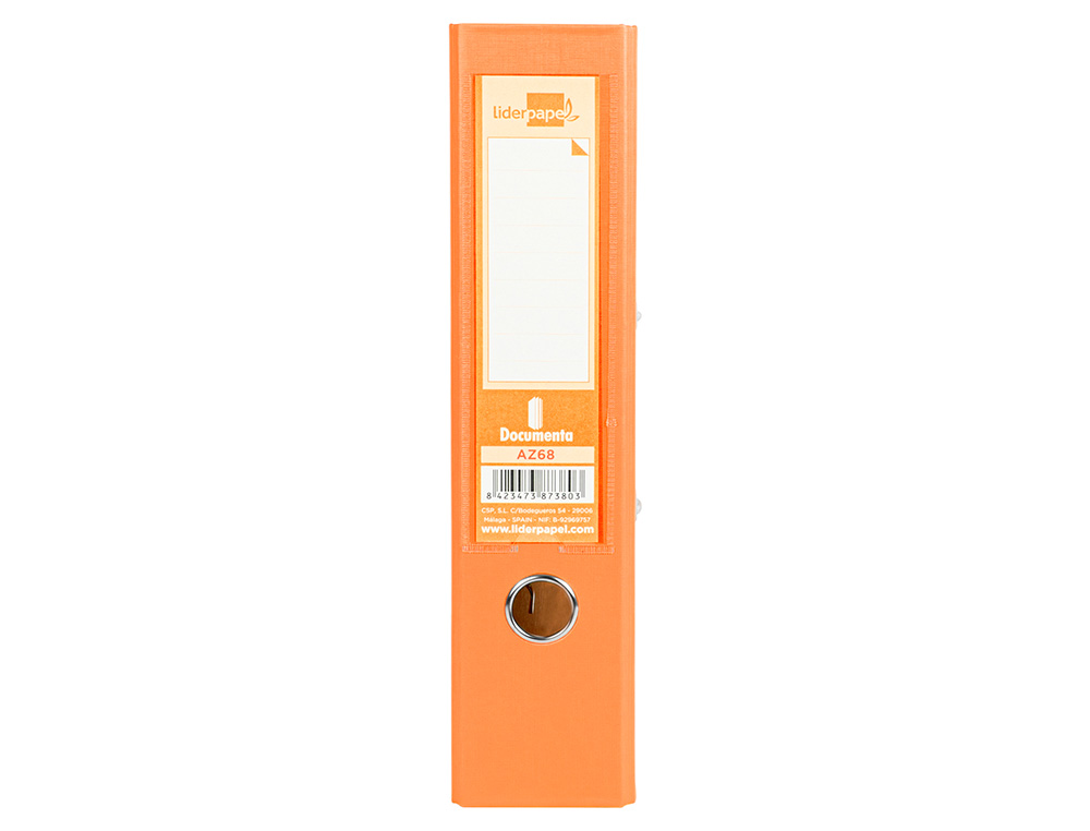 CLASSEUR LEVIER LIDERPAPEL A4 DOCUMENTA CARTON REMBORDÉ 1,9MM DOS 75MM RADO MÉTALLIQUE COLORIS ORANGE