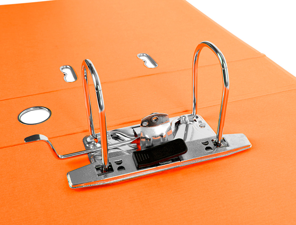 CLASSEUR LEVIER LIDERPAPEL A4 DOCUMENTA CARTON REMBORDÉ 1,9MM DOS 75MM RADO MÉTALLIQUE COLORIS ORANGE