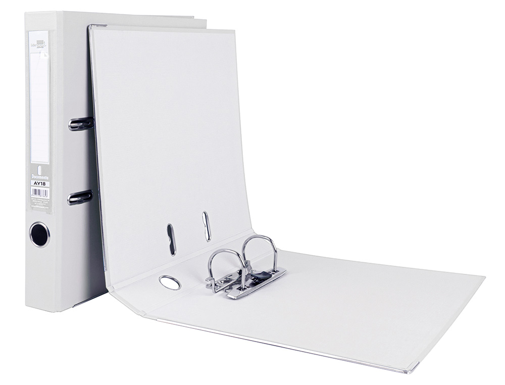 CLASSEUR LEVIER LIDERPAPEL A4 DOCUMENTA CARTON REMBORDÉ 1,9MM DOS 52MM RADO MÉTALLIQUE COLORIS BLANC