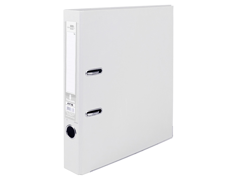 CLASSEUR LEVIER LIDERPAPEL A4 DOCUMENTA CARTON REMBORDÉ 1,9MM DOS 52MM RADO MÉTALLIQUE COLORIS BLANC