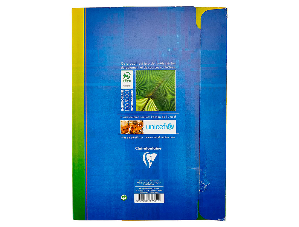 FEUILLET MOBILE CLAIREFONTAINE A4 210X297MM PAPIER DESSIN 200F 125G SYS COLORIS ASSORTIS