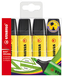 STABILO BOSS JAUNE - LOT DE 4 -