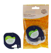 Cassette  ruban papier, noir/blanc, 12mmx4m let.dymo